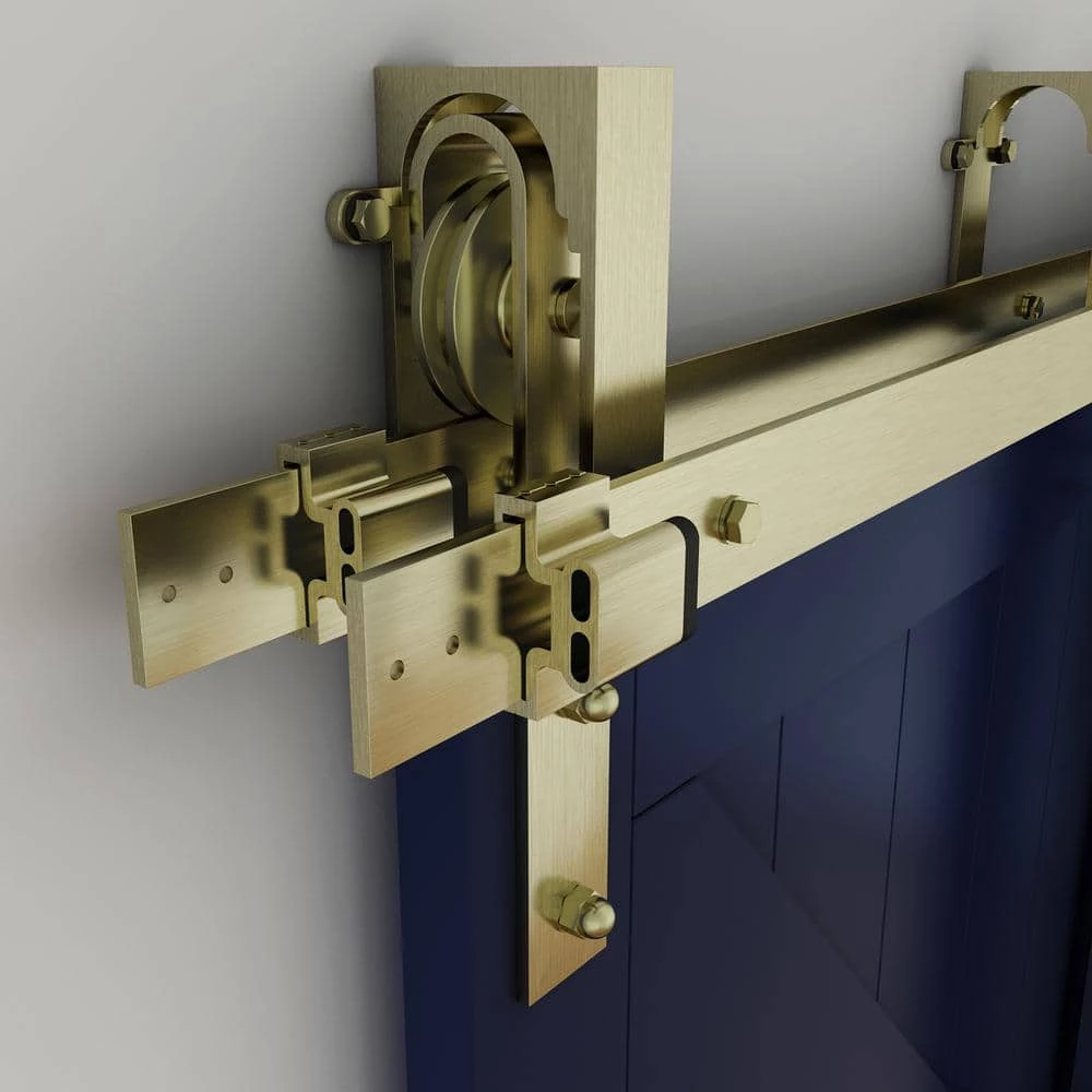 National Hardware 72 in. Designer Interior Decorative Barn Door Sliding Hardware Kit in Brushed Gold - Image 2
