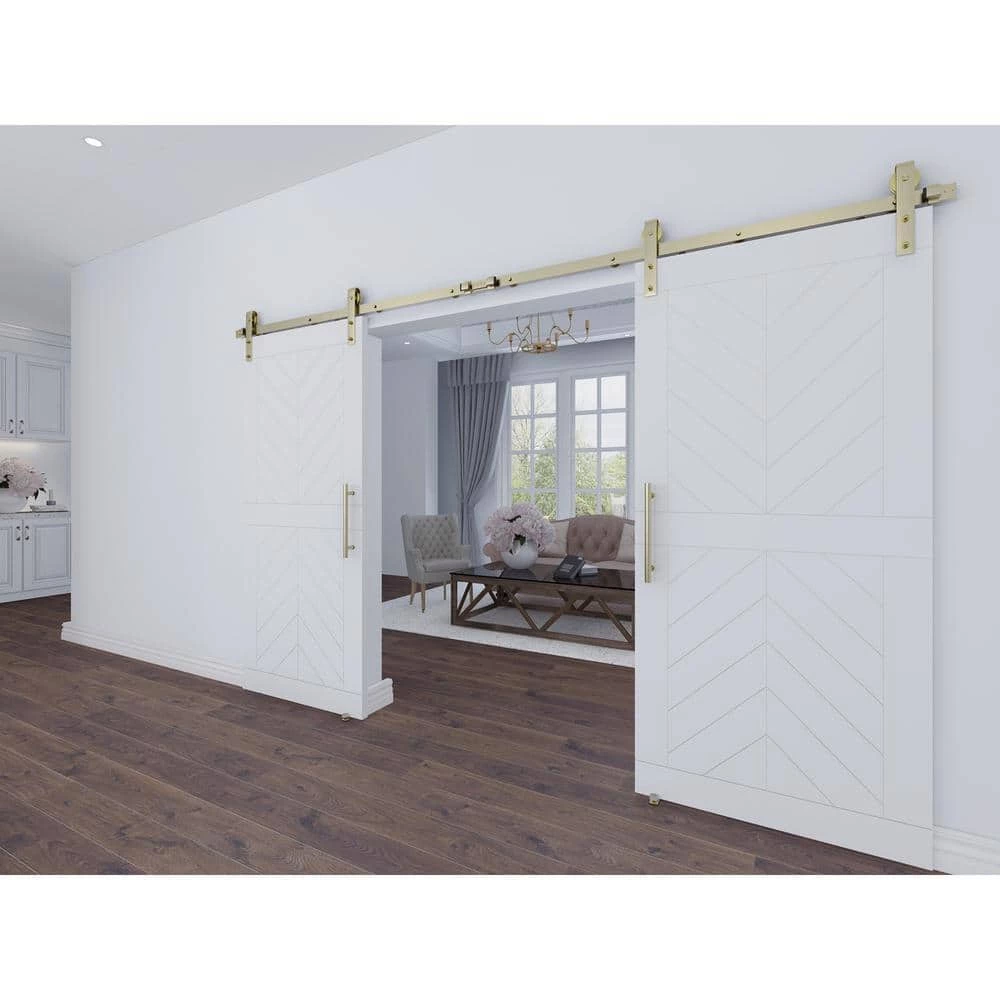 National Hardware 72 in. Designer Interior Decorative Barn Door Sliding Hardware Kit in Brushed Gold - Image 7