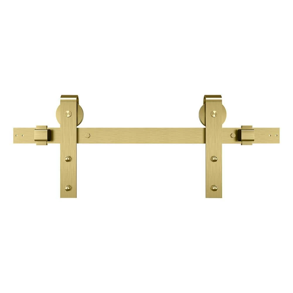 National Hardware 72 in. Designer Interior Decorative Barn Door Sliding Hardware Kit in Brushed Gold - Image 4