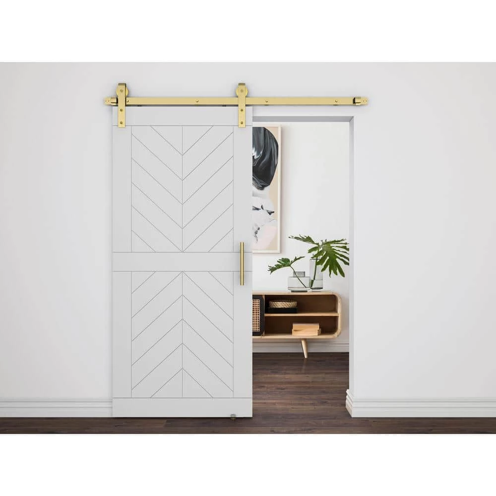 National Hardware 72 in. Designer Interior Decorative Barn Door Sliding Hardware Kit in Brushed Gold - Image 8