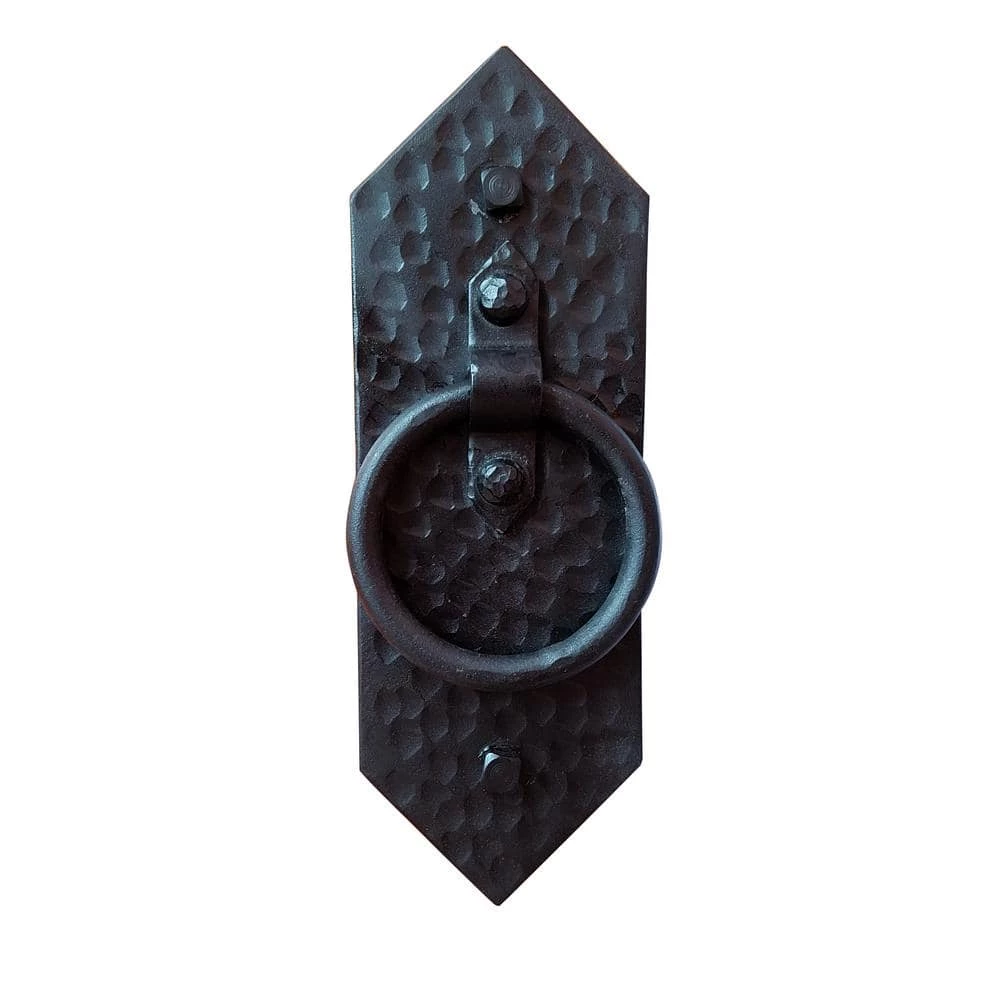 Pacific Entries Iron Pull Ring Sliding Door Knocker Handle with Lag Bolts