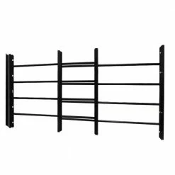 Unique Home Designs 4-Bar Adjustable 23-1/4 in. to 42-1/2 in. Horizontal Hinged Black Window Security Guard