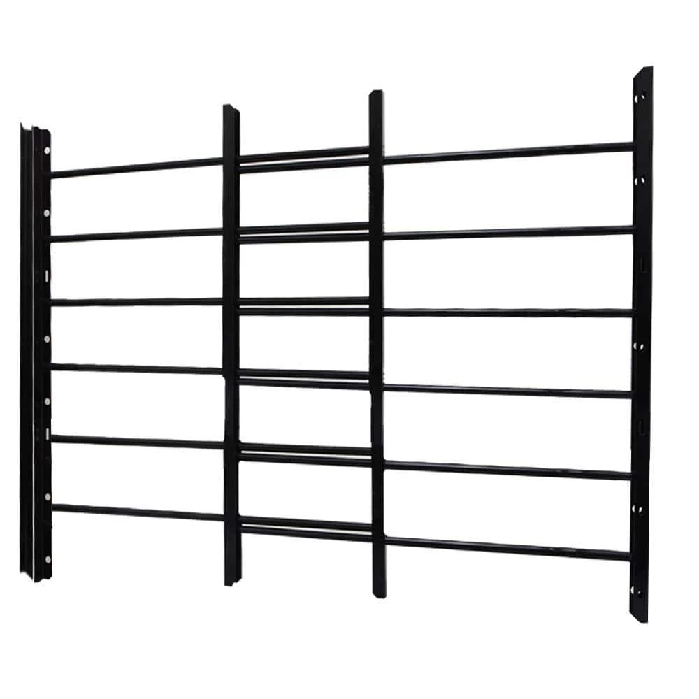 Unique Home Designs 6-Bar Adjustable 23-1/4 in. to 42-1/2 in. Horizontal Hinged Black Window Security Guard
