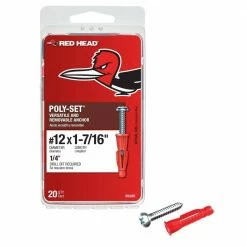 Red Head #12 x 1-1/2 in. x 1-7/16 in. Plastic Poly-Set Anchors with Screws (20-Pack)