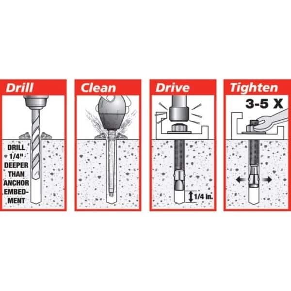Red Head 3/4 in. x 5-1/2 in. Steel Hex-Nut-Head Concrete Wedge Anchor (10-Pack) - Image 8