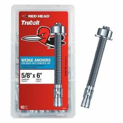 Red Head 5/8 in. x 6 in. Zinc Plated Steel Hex Nut Head Solid Concrete Wedge Anchors (10-Pack)