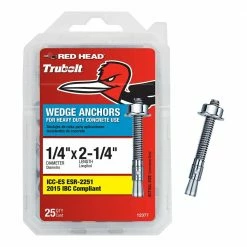 Red Head 1/4 in. x 2-1/4 in. Zinc-Plated Steel Hex-Nut-Head Solid Concrete Wedge Anchors (25-Pack)