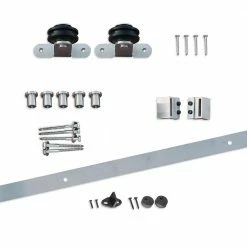 Pacific Entries 80 in. Stainless Steel Top-Mount Sliding Barn Door Hardware with Floor T-Guide