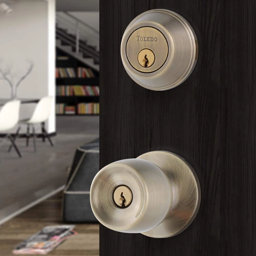 TOLEDO Malaga Single Cylinder Antique Brass Combo Set - Image 2