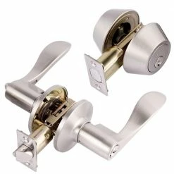 TOLEDO Double Cylinder Satin Nickel Handle Combo Set