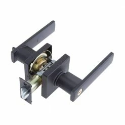 TOLEDO European Low Profile Iron Black Lugo Entry Door Lever Set