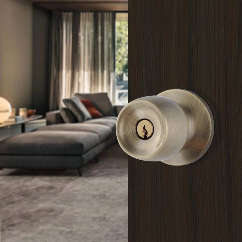 TOLEDO Malaga Antique Brass Keyed Entry Door Knob Lockset - Image 2