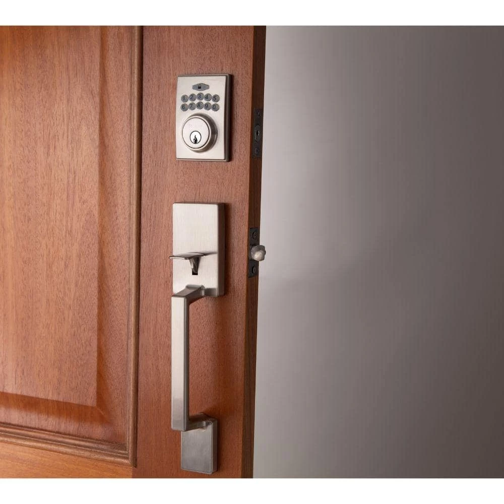 TOLEDO European Lugo Electronic Deadbolt Satin Stainless Steel Low Profile Handle Set Single Cylinder - Image 4