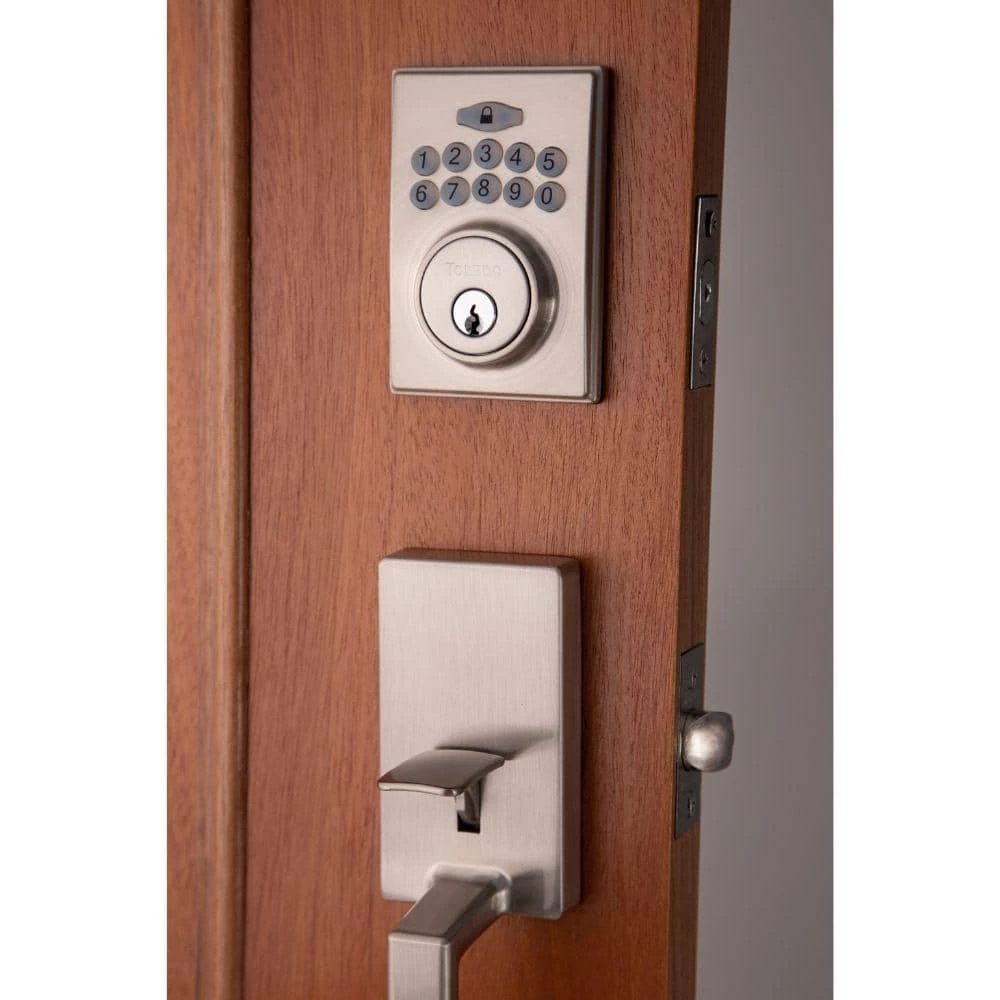 TOLEDO European Lugo Electronic Deadbolt Satin Stainless Steel Low Profile Handle Set Single Cylinder - Image 5