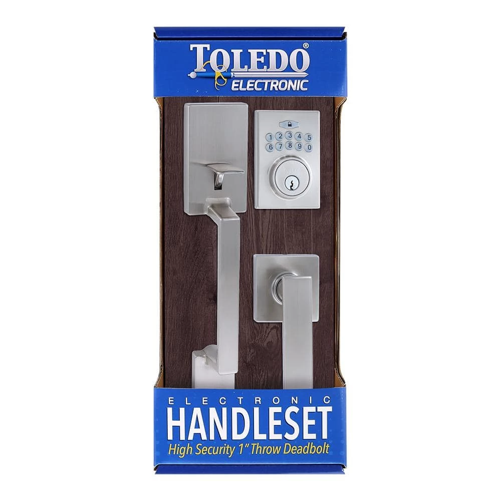 TOLEDO European Lugo Electronic Deadbolt Satin Stainless Steel Low Profile Handle Set Single Cylinder - Image 2