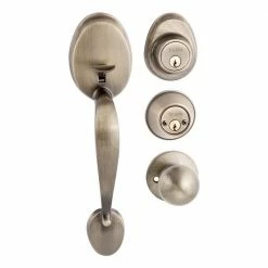 TOLEDO Oviedo Double Cylinder Antique Brass Door Handleset