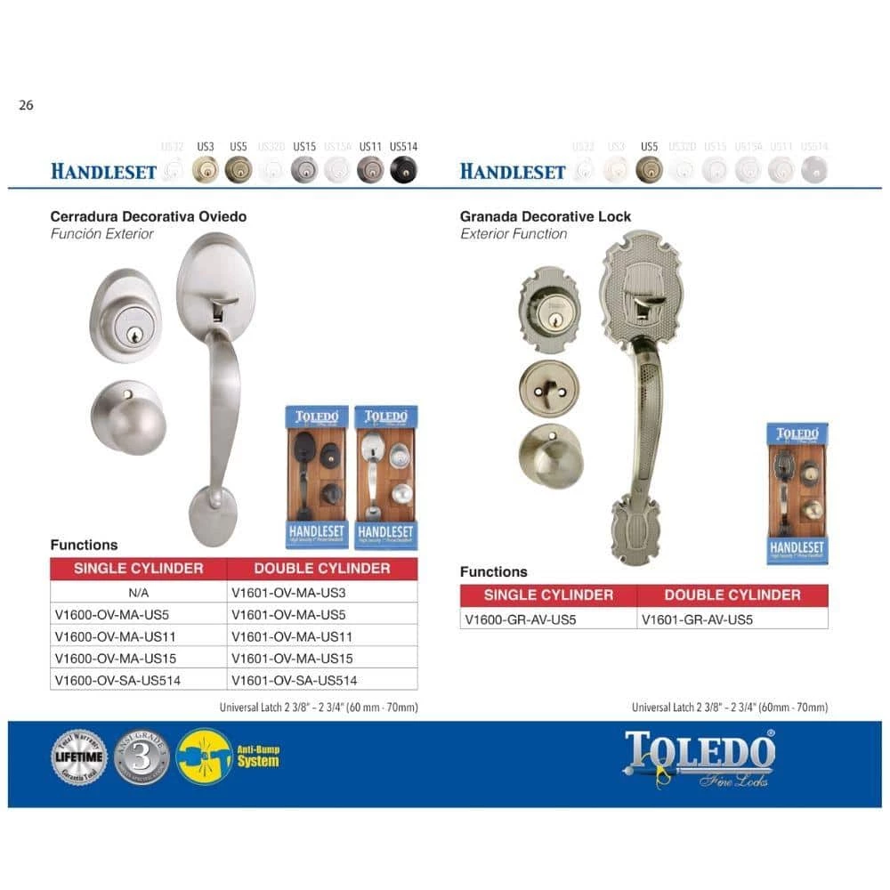 TOLEDO Oviedo Antique Copper Door Handleset with Single Deadbolt - Image 4