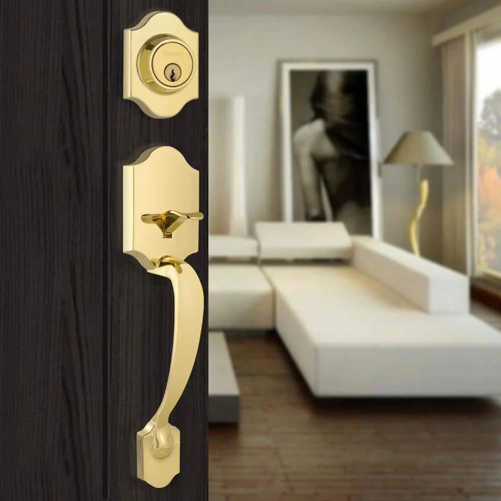 TOLEDO Double Cylinder Polished Brass Door Handleset - Image 3