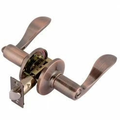 TOLEDO Jaen Antique Copper Privacy Bed/Bath Door Handle Set