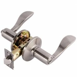 TOLEDO Antique Nickel Privacy Bed/Bath Door Lever Handle Set