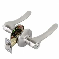 TOLEDO Leon Satin Nickel Plated Privacy Bed/Bath Door Handle Set