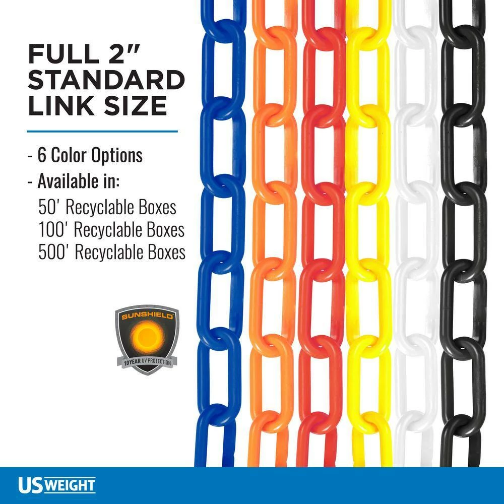 USW US Weight 2 in. x 500 ft. Red Plastic Chain Featuring SunShield UV Protection - Image 6