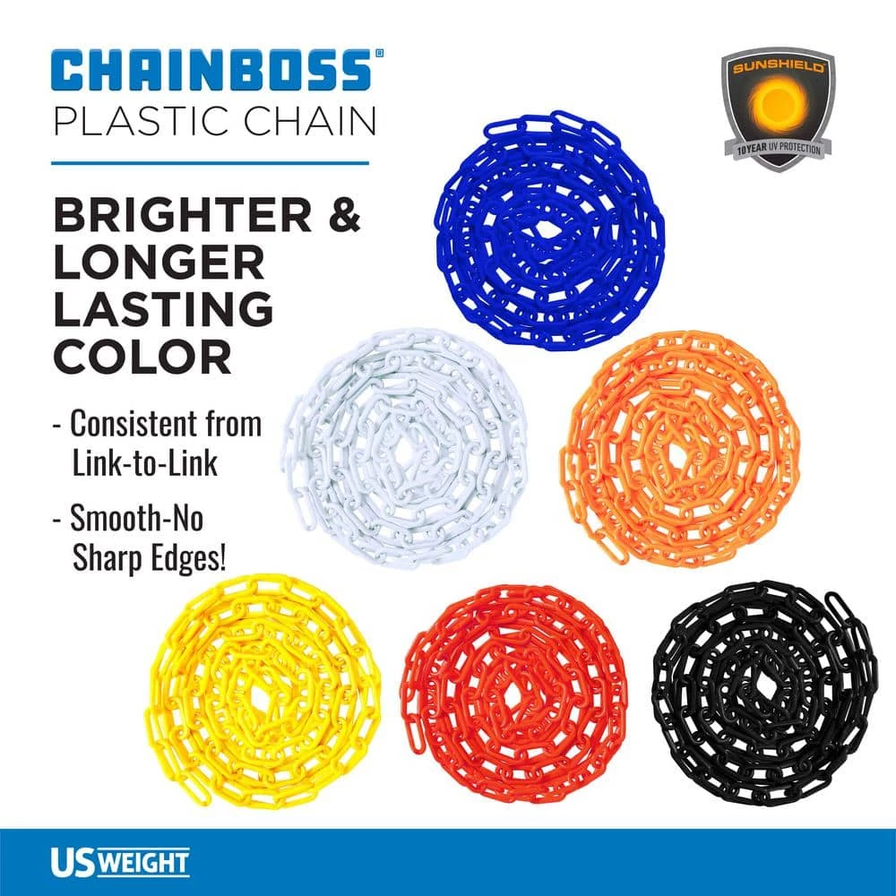USW US Weight 2 in. x 500 ft. Yellow Plastic Chain Featuring SunShield UV Protection - Image 4